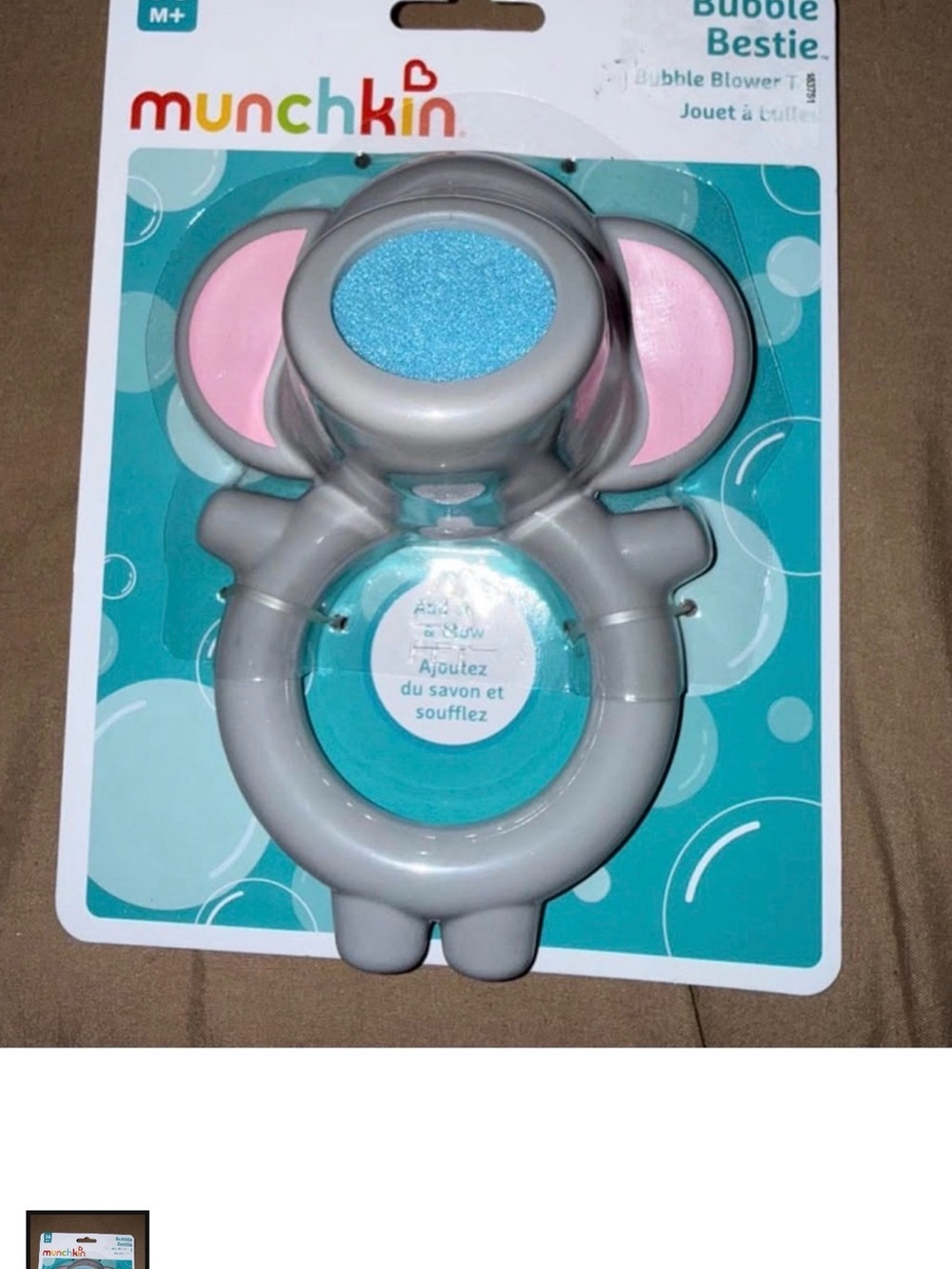 Munchkin Gray Bubble Buddy with Pink Ears & Blue Bubble Pad